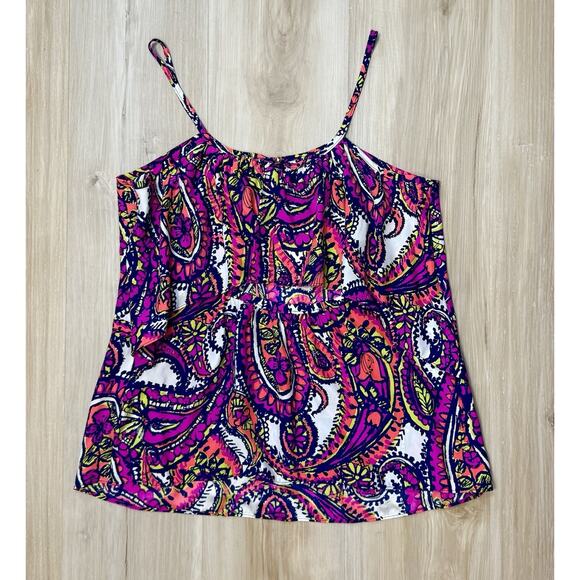 Alice & Trixie Sz S Silk Blouse Sleeveless Ruffles Colorful Paisley Size S - Picture 11 of 14